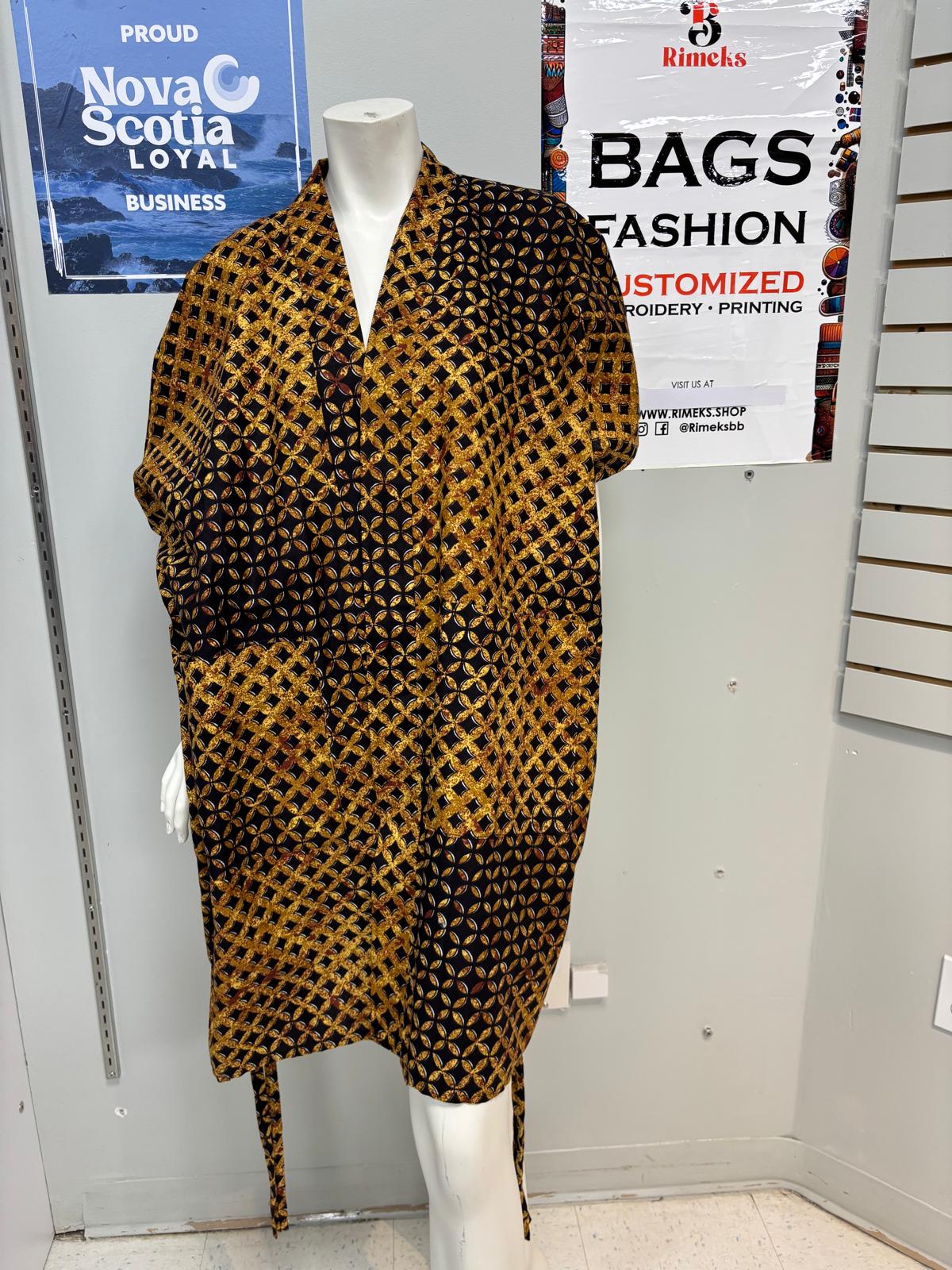 Premium Ankara Kimono Jacket / Robe – "Brownie" Artisan Edition