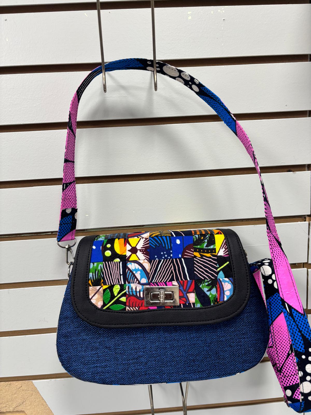 Premium Ankara Mini Crossbody Handbag – Patchwork Edition