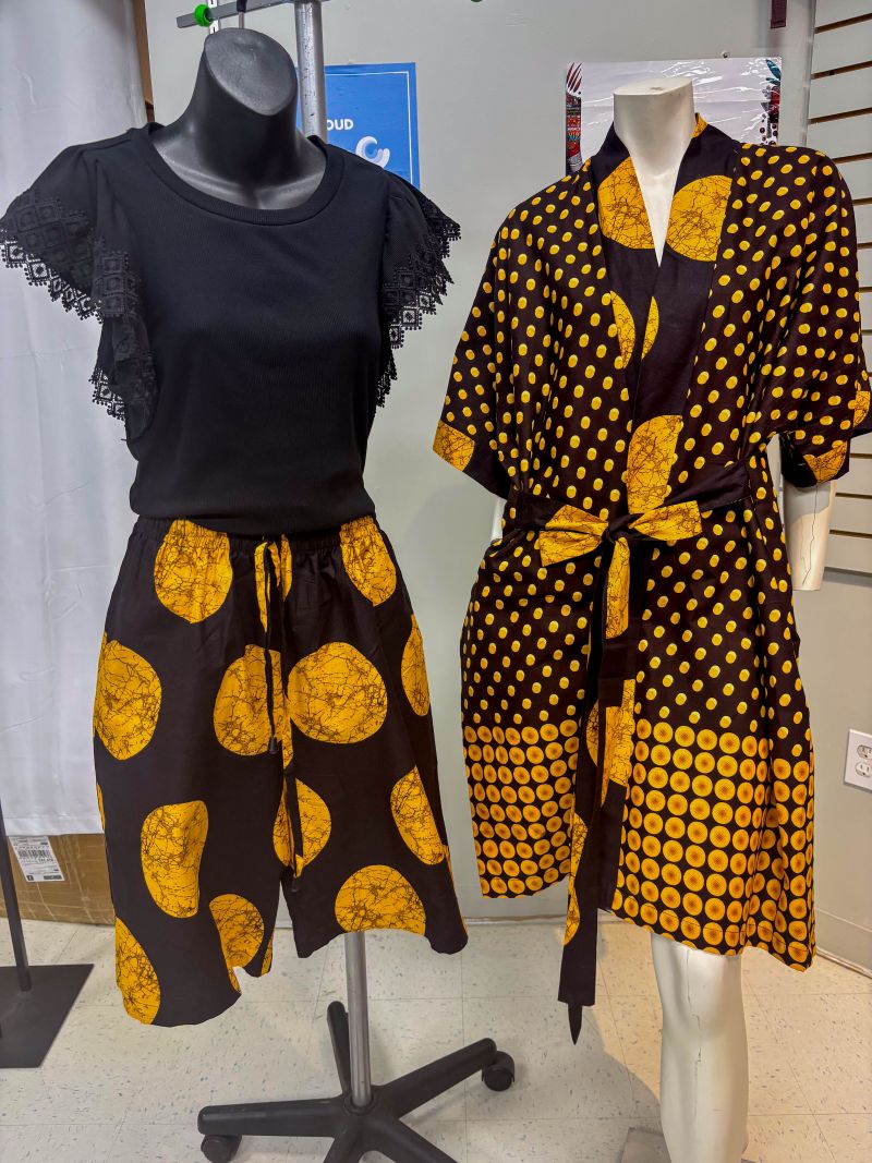 Ankara Kimono & Short - Brown Orange Dots