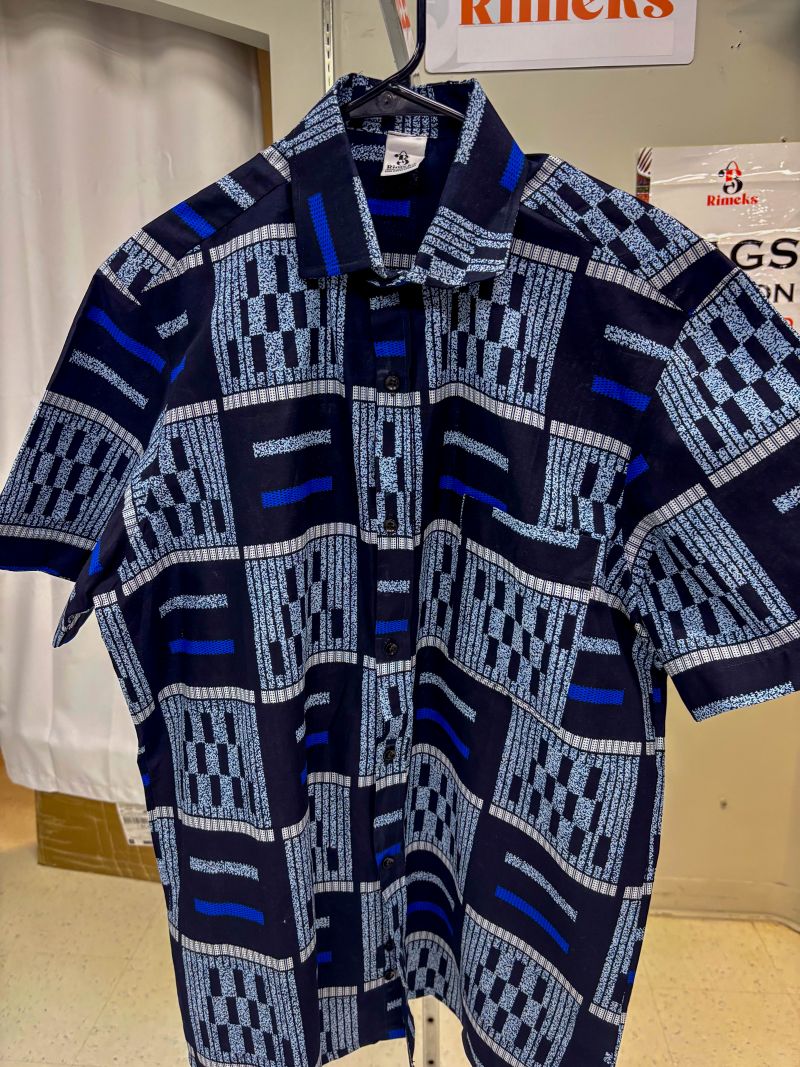 Ankara Short Sleeve Shirt - Blue Shades
